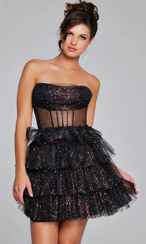 long party dress for summer -long party dress for summer -Jovani 39666 - Glitter Tulle Cocktail Dress