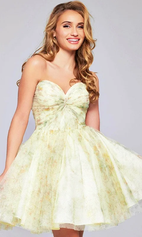 green party dress for summer -green party dress for summer -Jovani 40374 - Floral Printed Sweetheart Neck Cocktail Dress