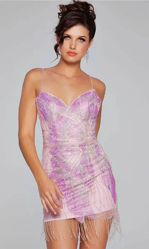 short party dress for summer -short party dress for summer -Jovani 40377 - Beaded Fringe Sleeveless Cocktail Dress