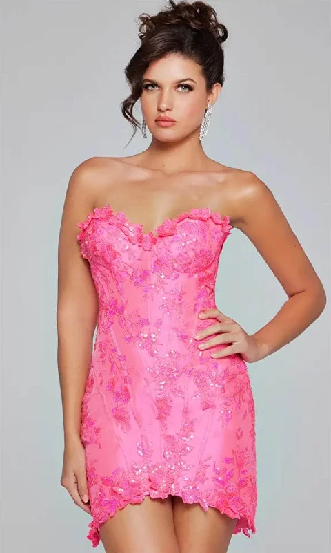 velvet party dress for summer -velvet party dress for summer -Jovani 40380 - Floral Appliqued Sweetheart Cocktail Dress