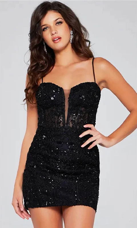 sequin party dress for summer -sequin party dress for summer -Jovani 40498 - Embroidered Sheath Cocktail Dress