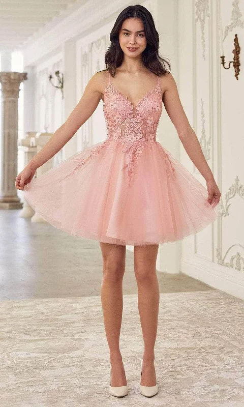 stylish party dress for summer -stylish party dress for summer -Ladivine SF047 - Jeweled Tulle Cocktail Dress