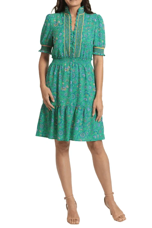 elegant party dress for summer -elegant party dress for summer -London Times T6656M - Smocked Short Sleeve A-Line Cocktail Dress