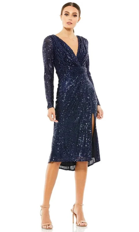 affordable party dress for summer -affordable party dress for summer -Mac Duggal A26555 - Long Sleeve Sequin Dress