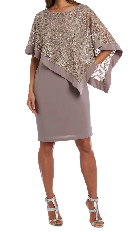 trendy party dress for summer -trendy party dress for summer -R&M Richards 2292 - Lace Poncho Cocktail Dress