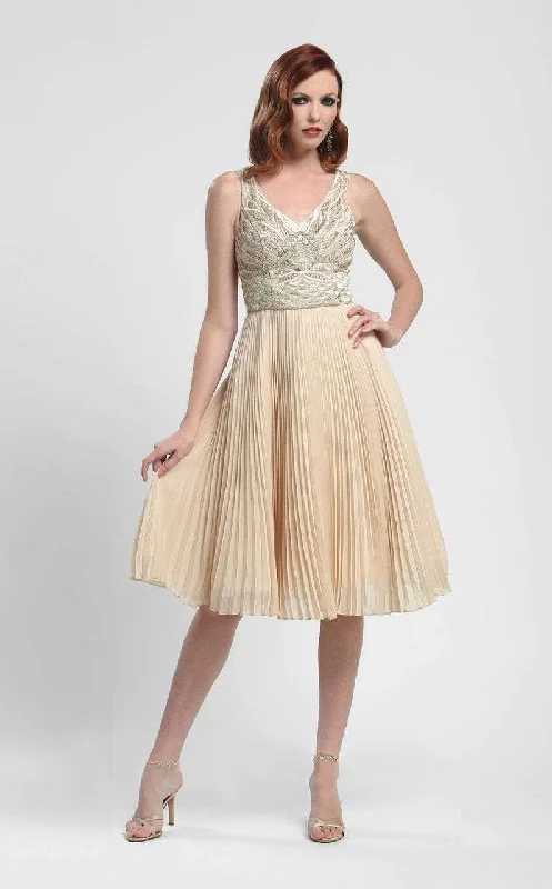 floral party dress for summer -floral party dress for summer -Sue Wong - N4136 Sleeveless Embroidered Accordion Pleat A-Line Dress