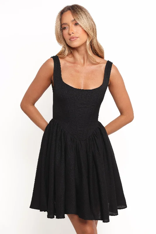 off shoulder mini dresses chic -Acton Mini Dress - Black