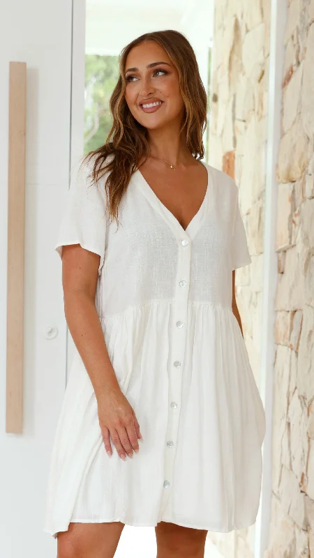 chic mini dresses for spring -Courtney Mini Dress - White