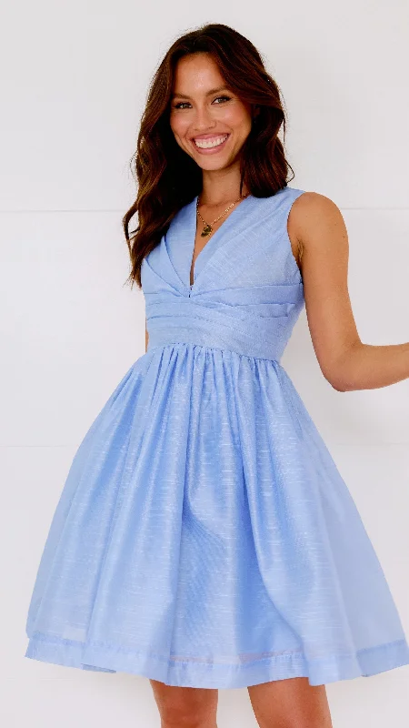 elegant mini dresses for guests -Gracey Mini Dress - Blue