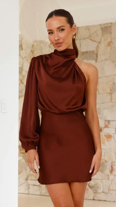 bold mini dresses for guests -Lissy Mini Dress - Chocolate