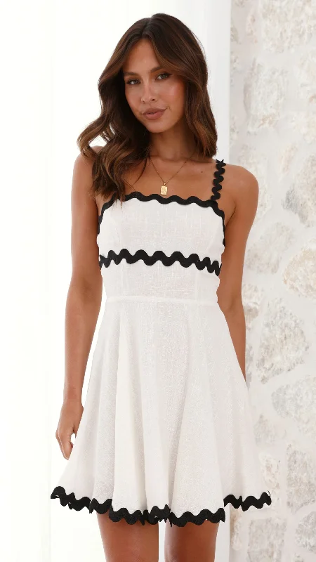 chic mini dresses for date -Lys Mini Dress - White/Black