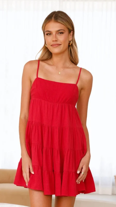 pink mini dresses for date -Maddison Mini Dress - Red