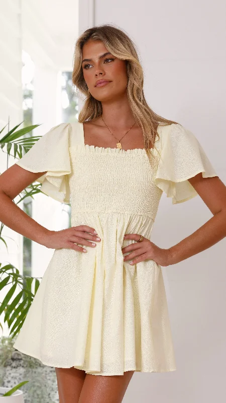 polka dot mini dresses for travel -Molly Mini Dress - Baby Yellow