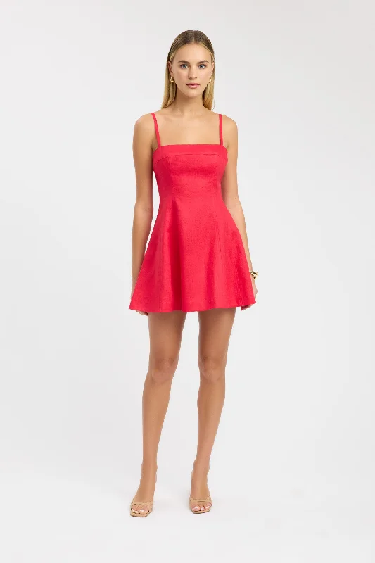 chic mini dresses for travel -Palm Panel Mini Dress