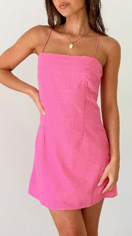 black mini dresses for evening -Quinn Mini Dress - Hot Pink