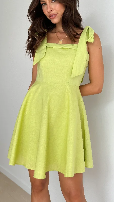 vintage mini dresses for prom -Rumi Mini Dress - Lime